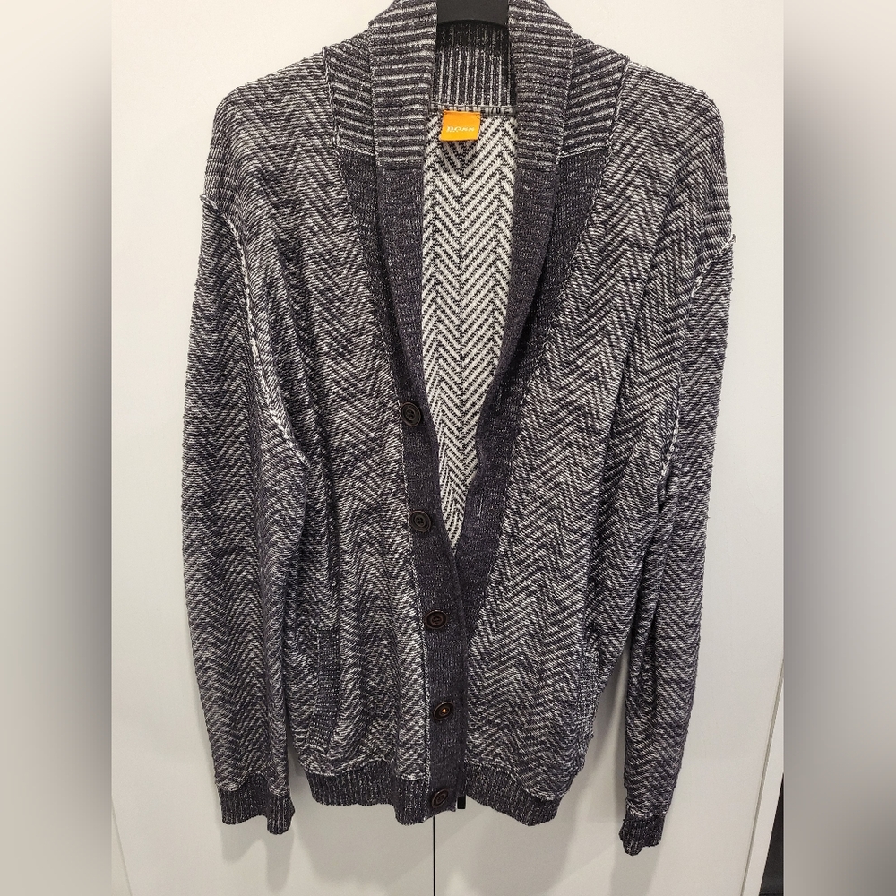 Hugo Boss Men's Gray Cardigan Sweater